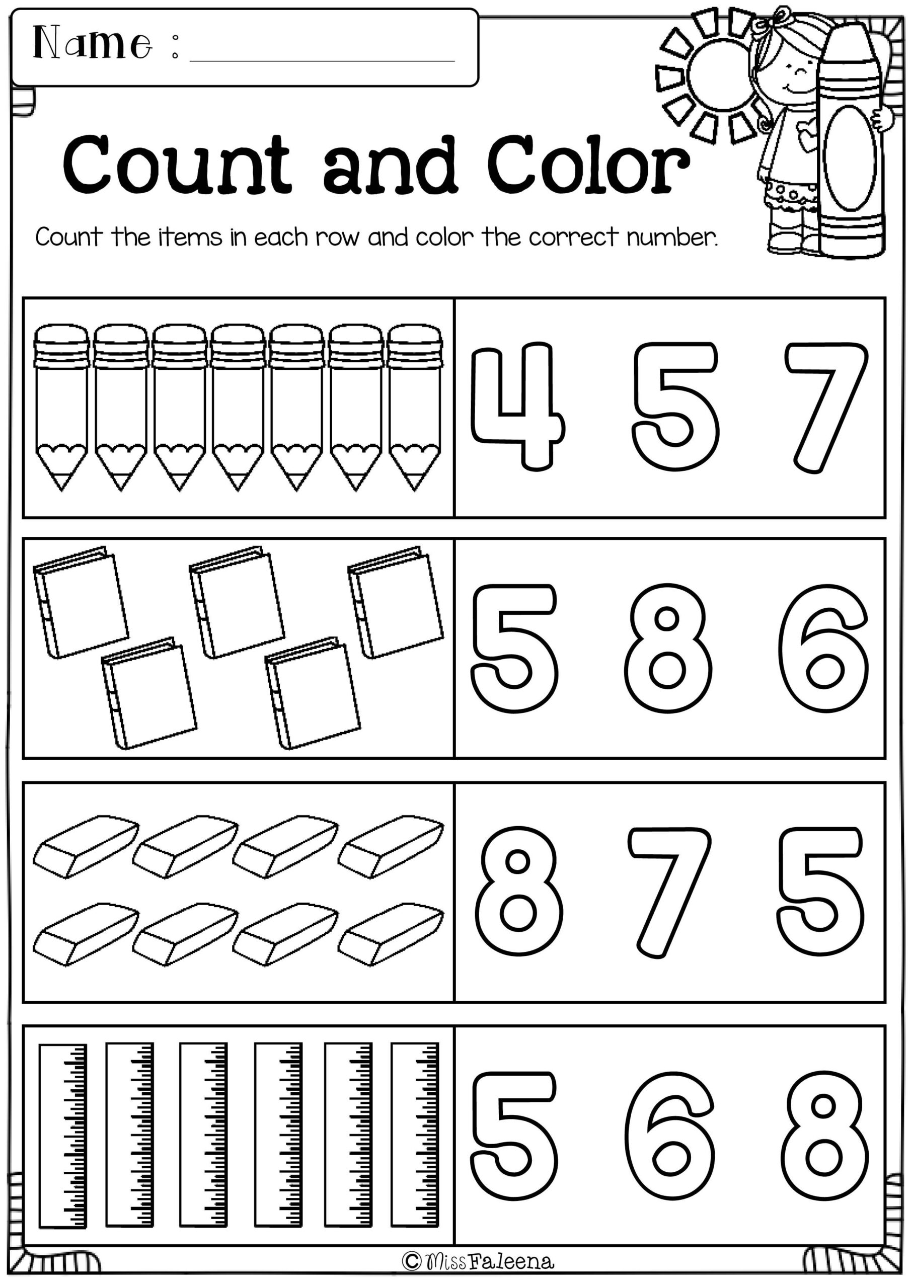 35 Kindergarten Math Worksheets Coloring