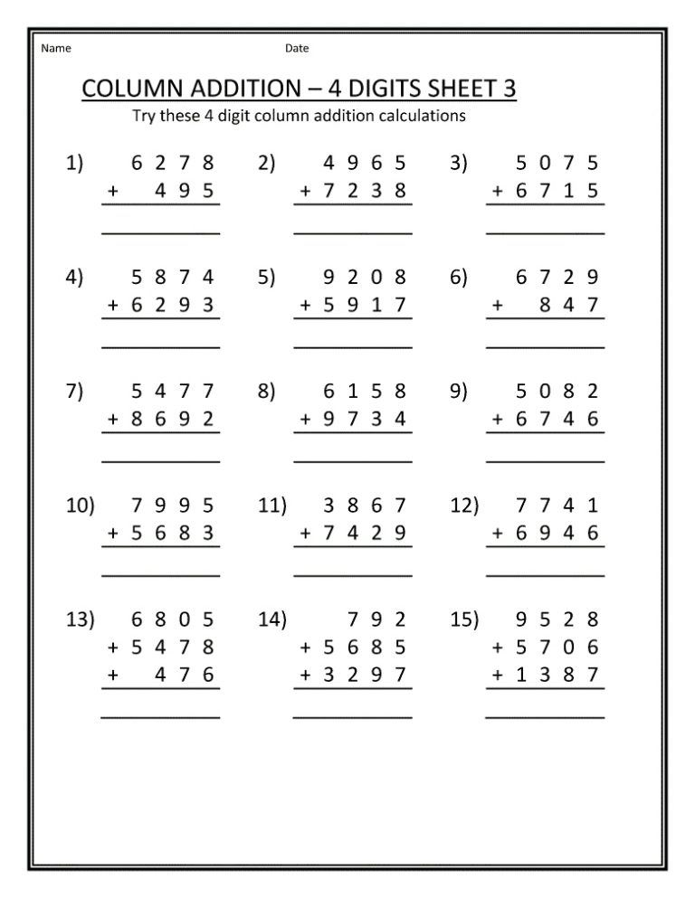 35 Math Worksheets 3Rd Grade