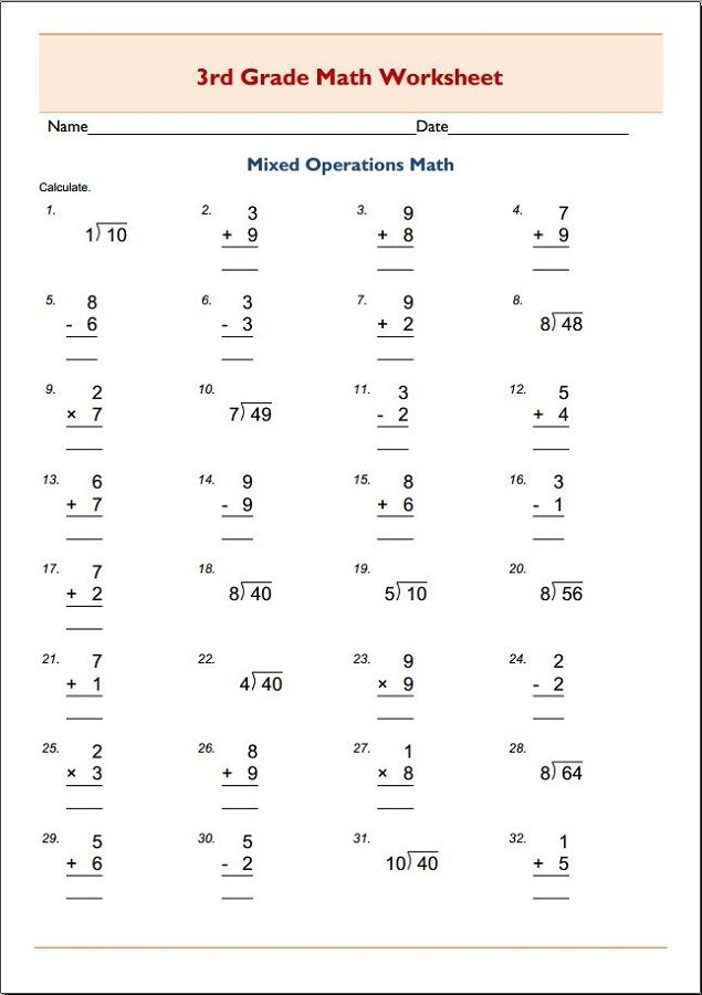 35 Math Worksheets 3Rd Grade