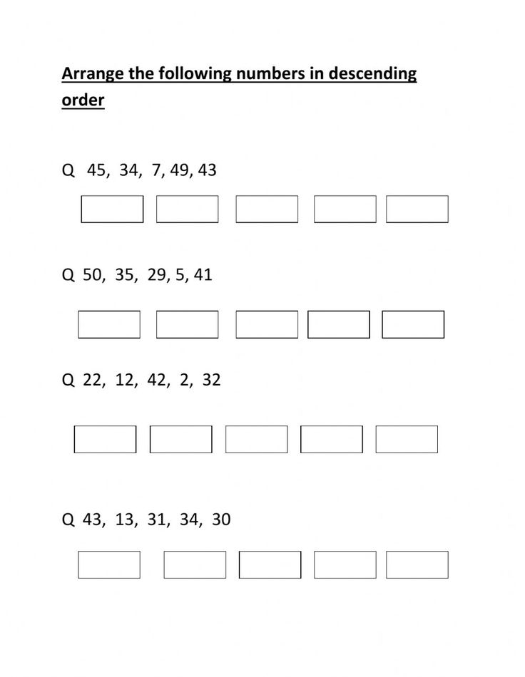 35 Math Worksheets Descending Order