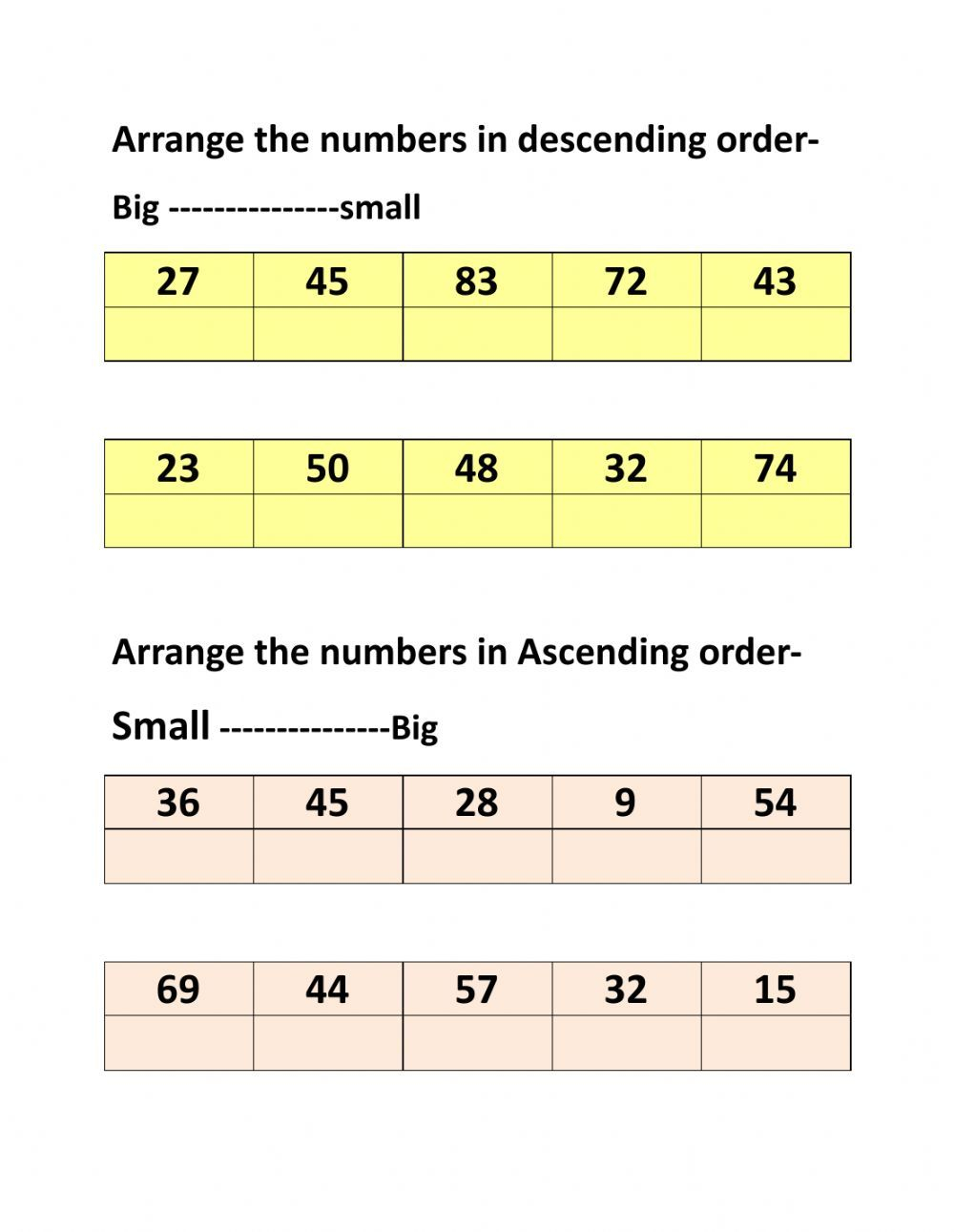 35 Math Worksheets Descending Order