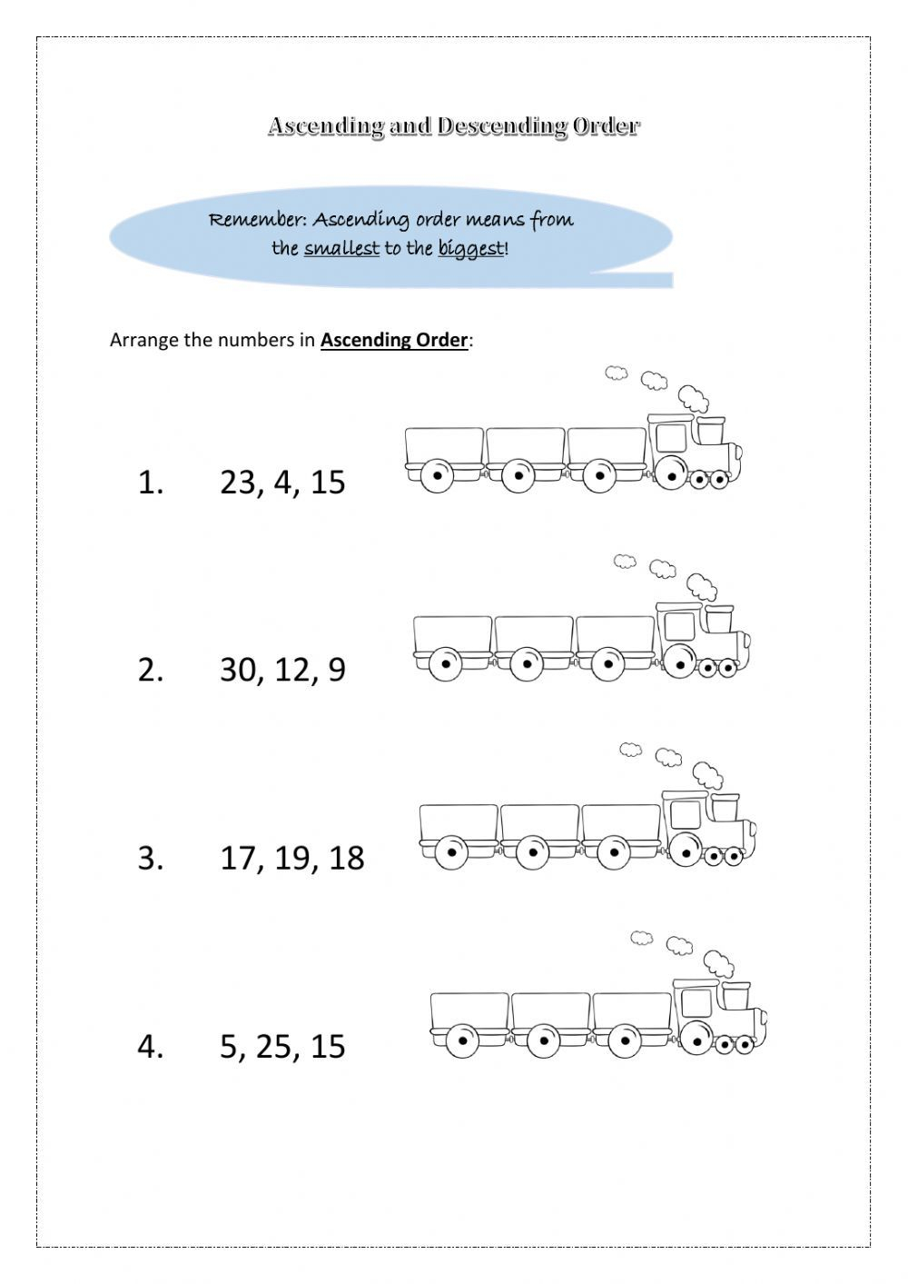 35 Math Worksheets Descending Order