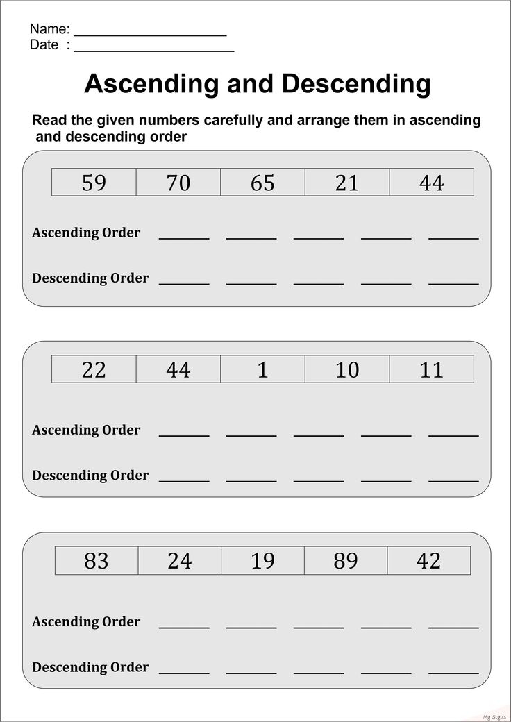 35 Math Worksheets Descending Order