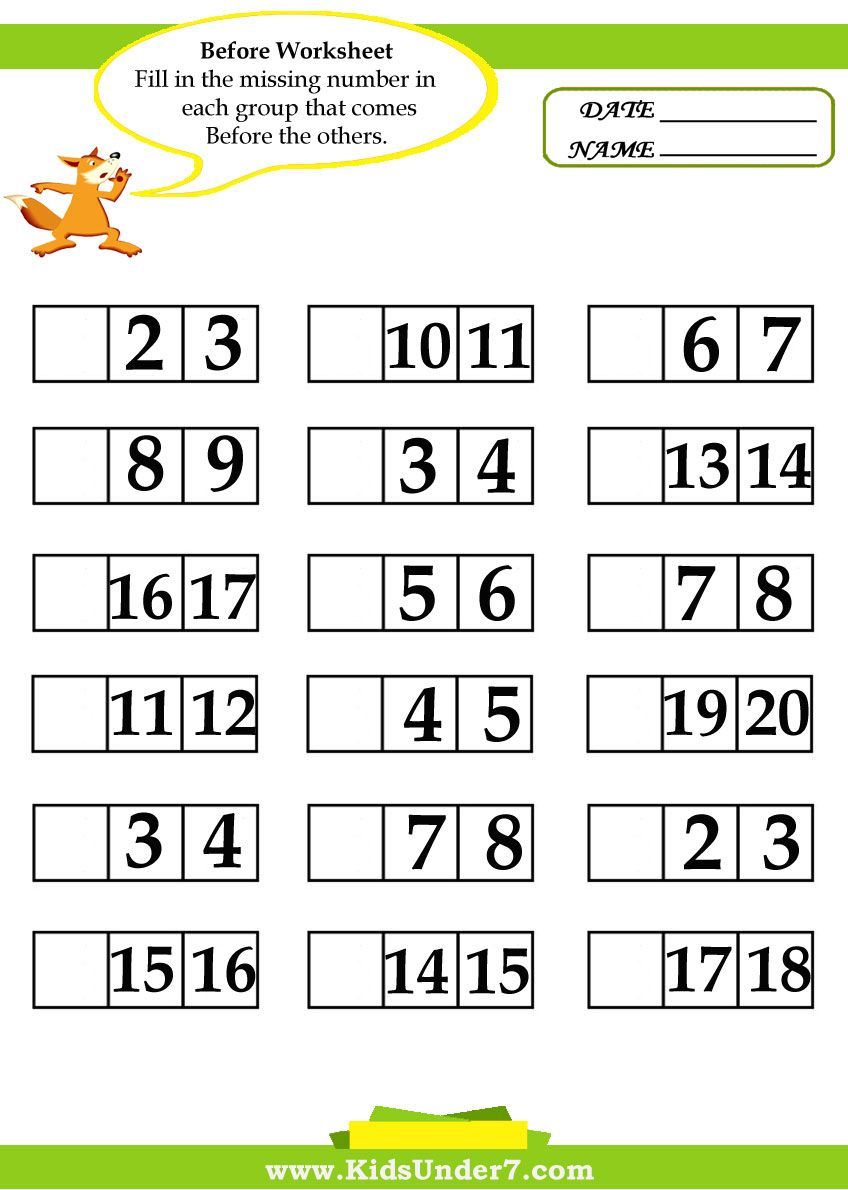 35 Preschool Math Worksheets Before And After