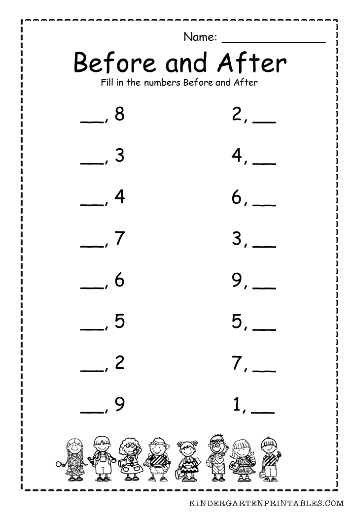 35 Preschool Math Worksheets Before And After