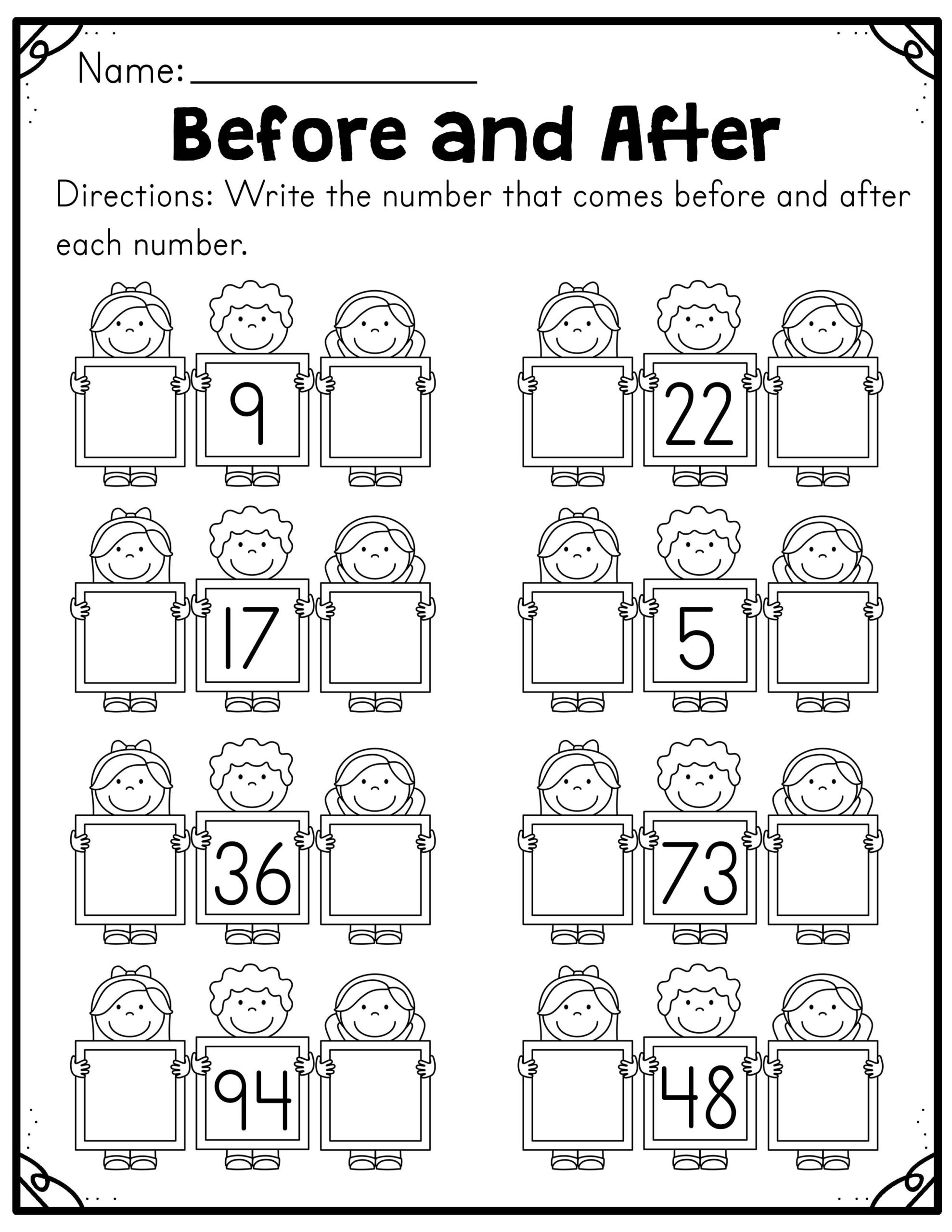 35 Preschool Math Worksheets Before And After