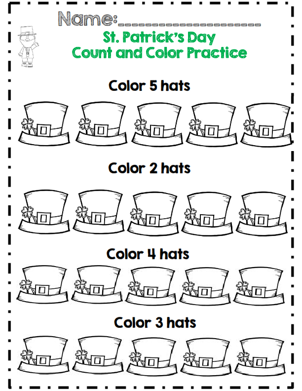 35 St Patricks Day Math Worksheets Preschool