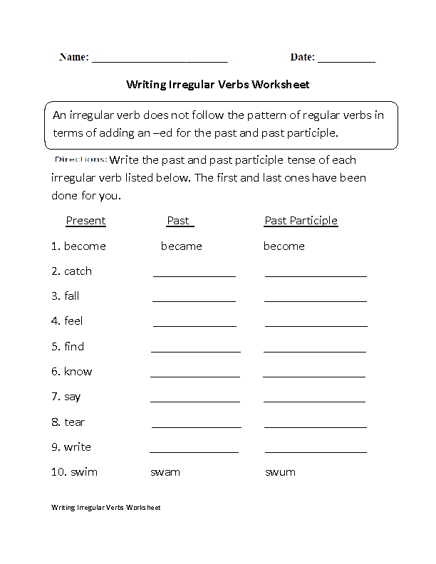21 2Nd Grade English Worksheets Verbs
