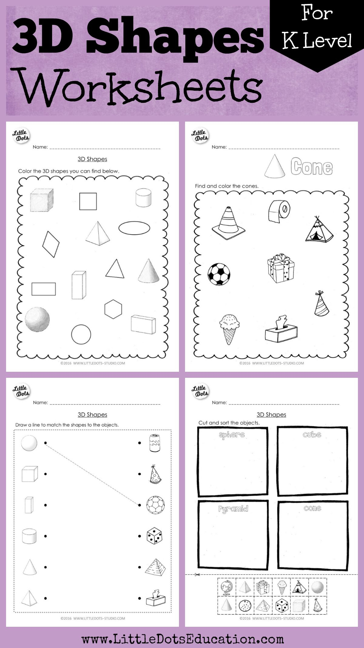 21 3D Shapes Kindergarten Activities Worksheets