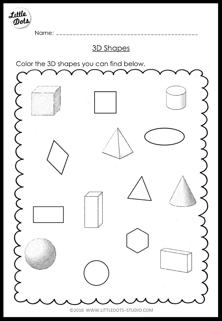 21 3D Shapes Kindergarten Activities Worksheets