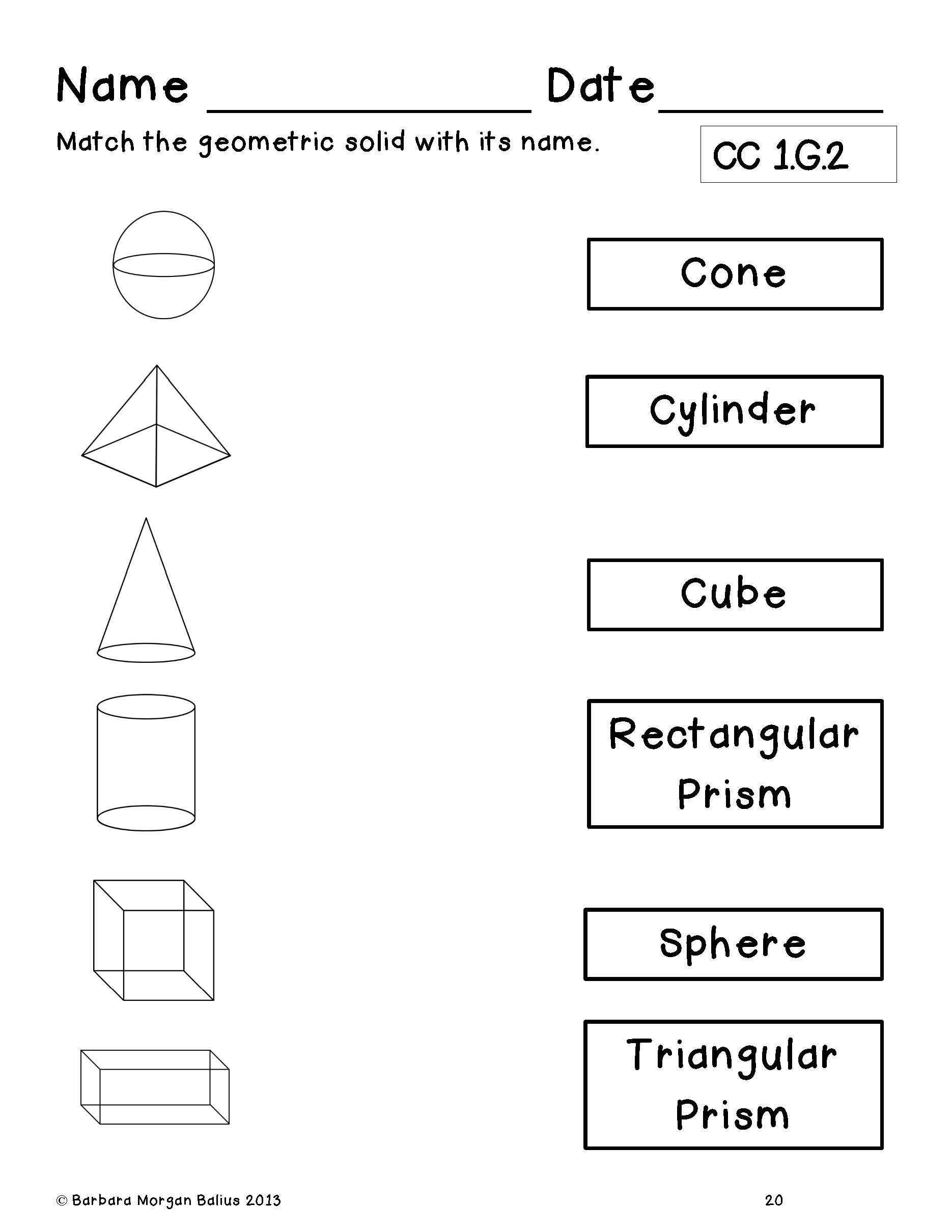 21 3D Shapes Worksheets 2Nd Grade