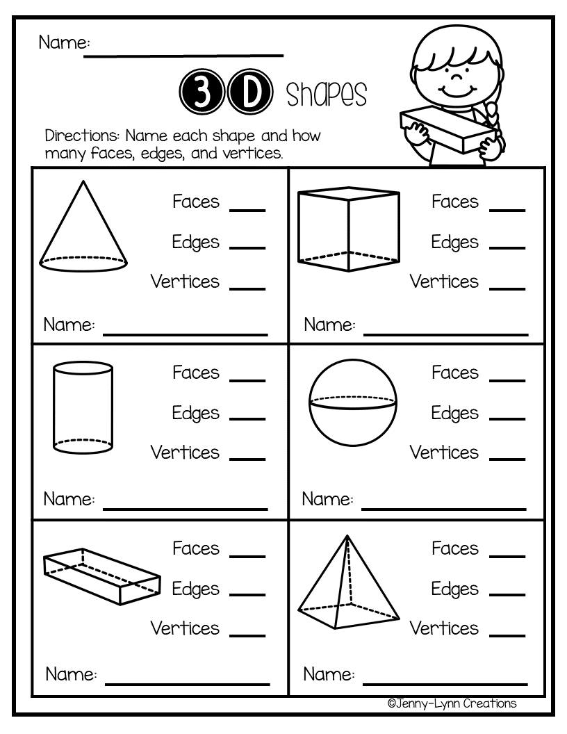 21 3D Shapes Worksheets 2Nd Grade