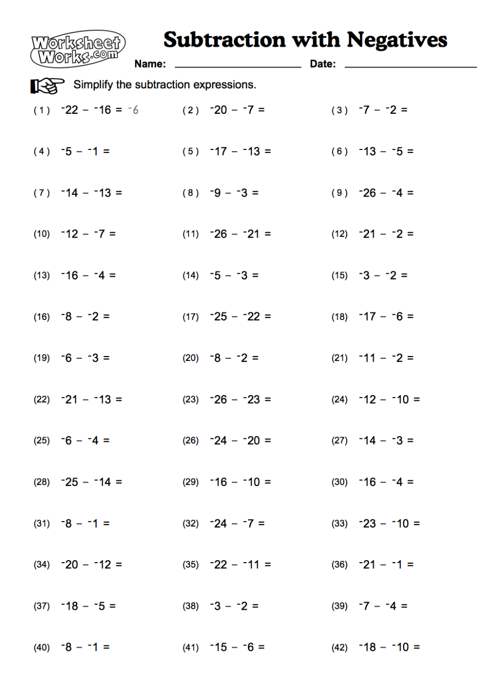 21 Addition And Subtraction Of Whole Numbers Worksheets