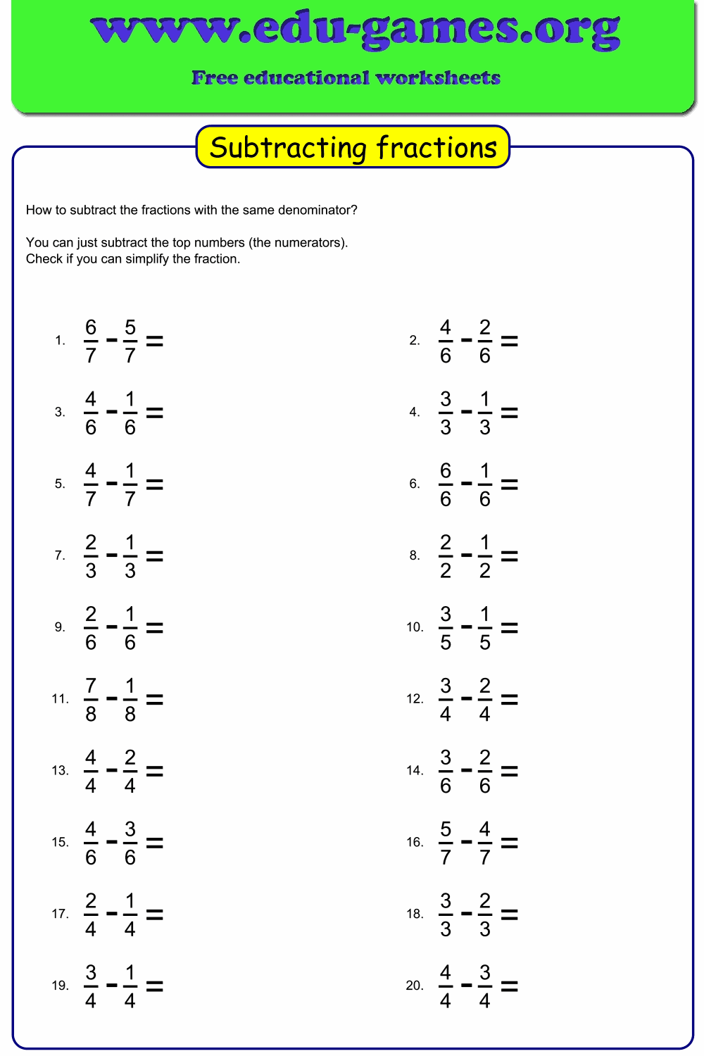 21 Addition And Subtraction Of Whole Numbers Worksheets