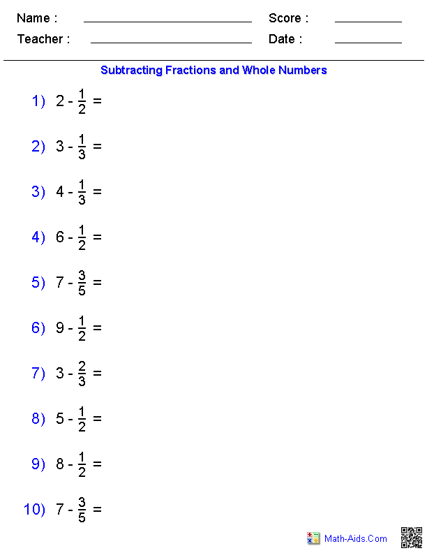 21 Addition And Subtraction Of Whole Numbers Worksheets