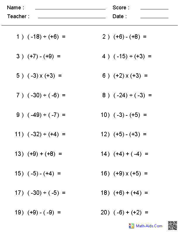 21 Addition And Subtraction Of Whole Numbers Worksheets