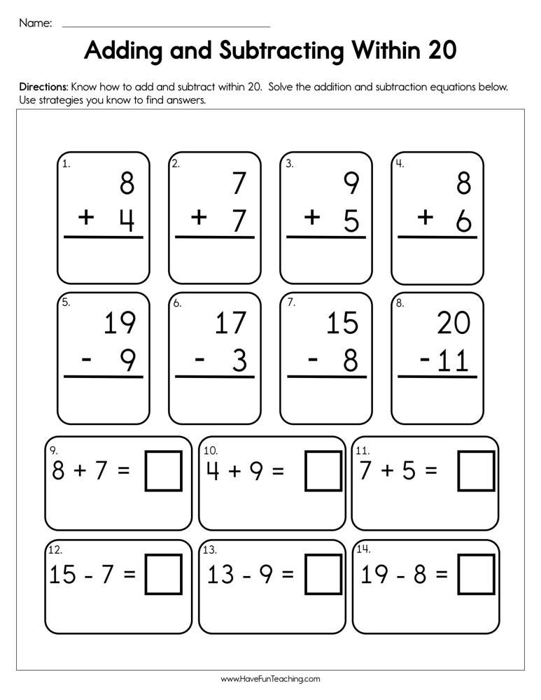 21 Addition And Subtraction Of Whole Numbers Worksheets