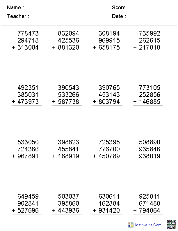 21 Addition And Subtraction Worksheets Grade 6