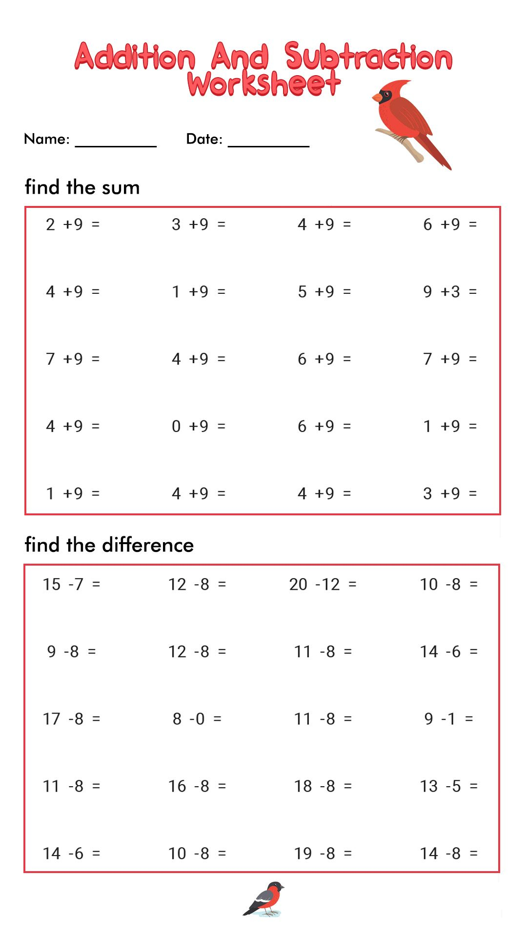 21 Addition And Subtraction Worksheets Grade 6