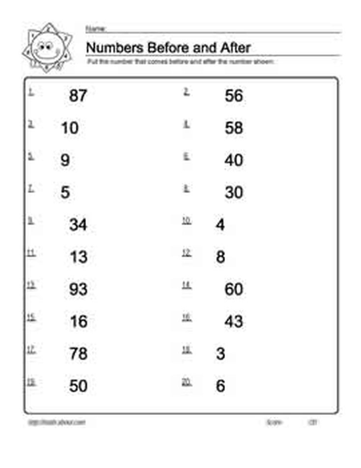 21 Before And After Worksheets Kindergarten Math