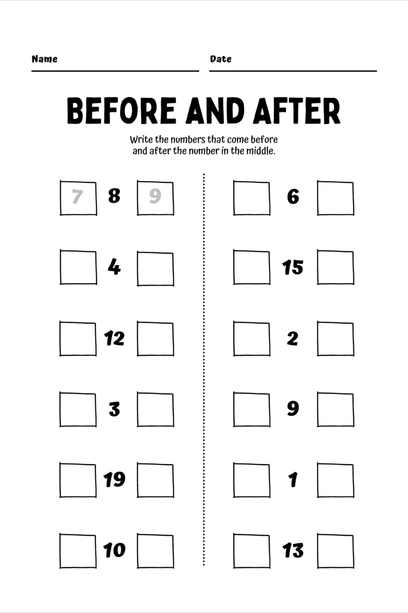 21 Before And After Worksheets Kindergarten Math