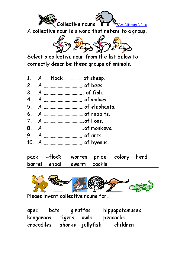 21 Collective Nouns Worksheet 2Nd Grade Worksheets