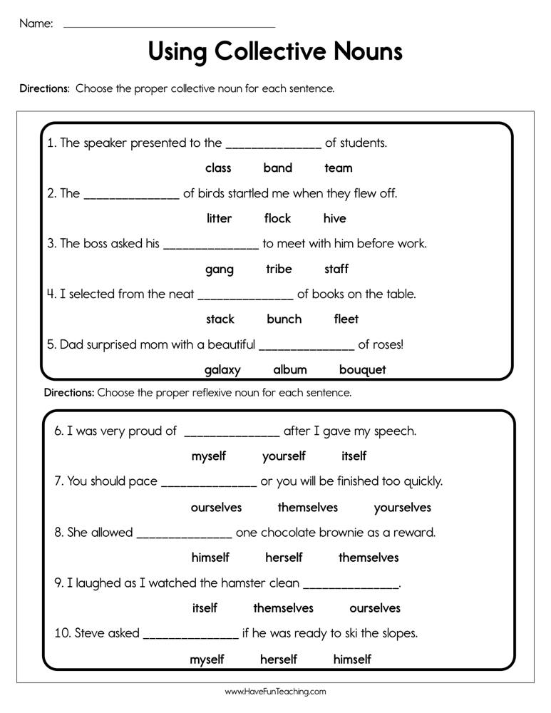 21 Collective Nouns Worksheet 2Nd Grade Worksheets