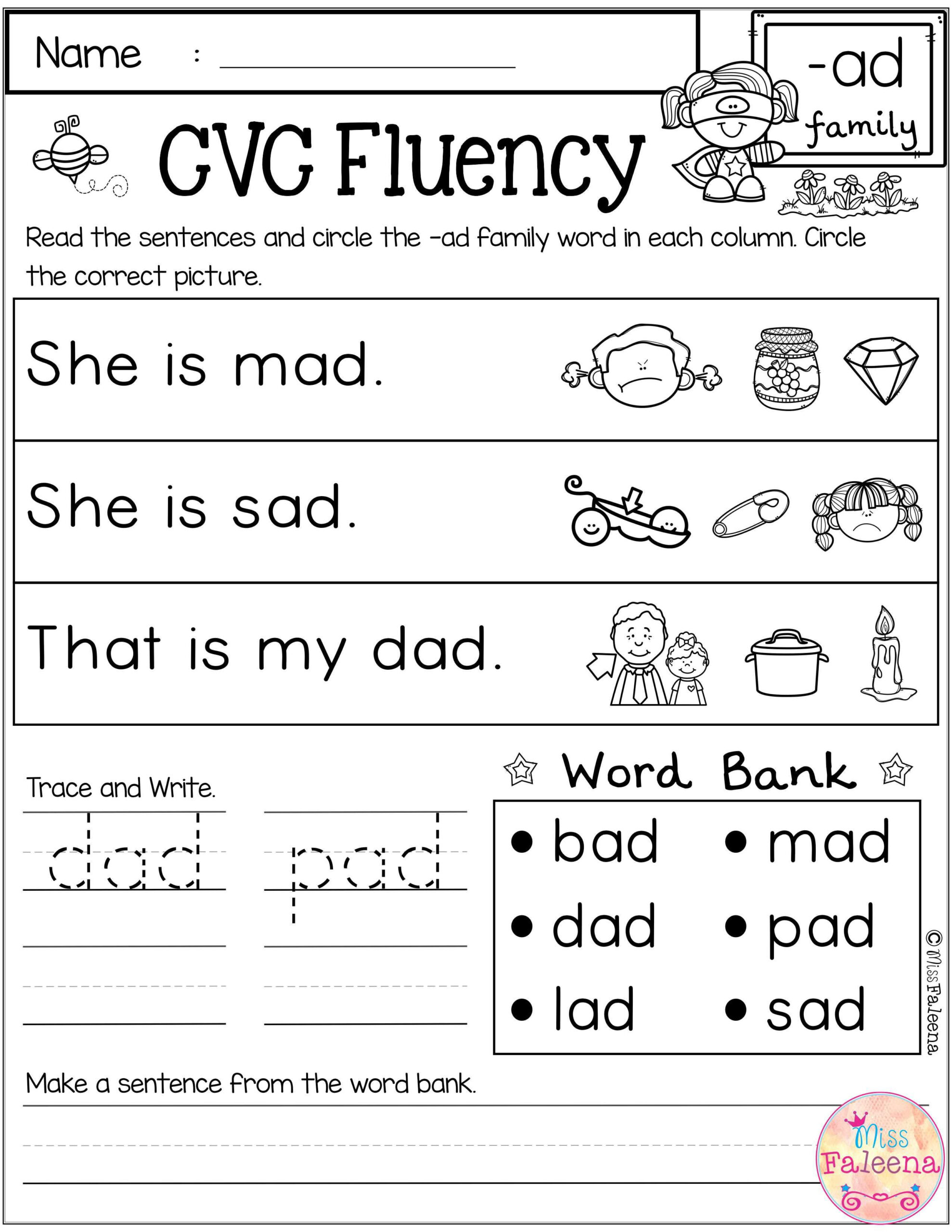 21 Cvc Worksheets Kindergarten Simple Sentences