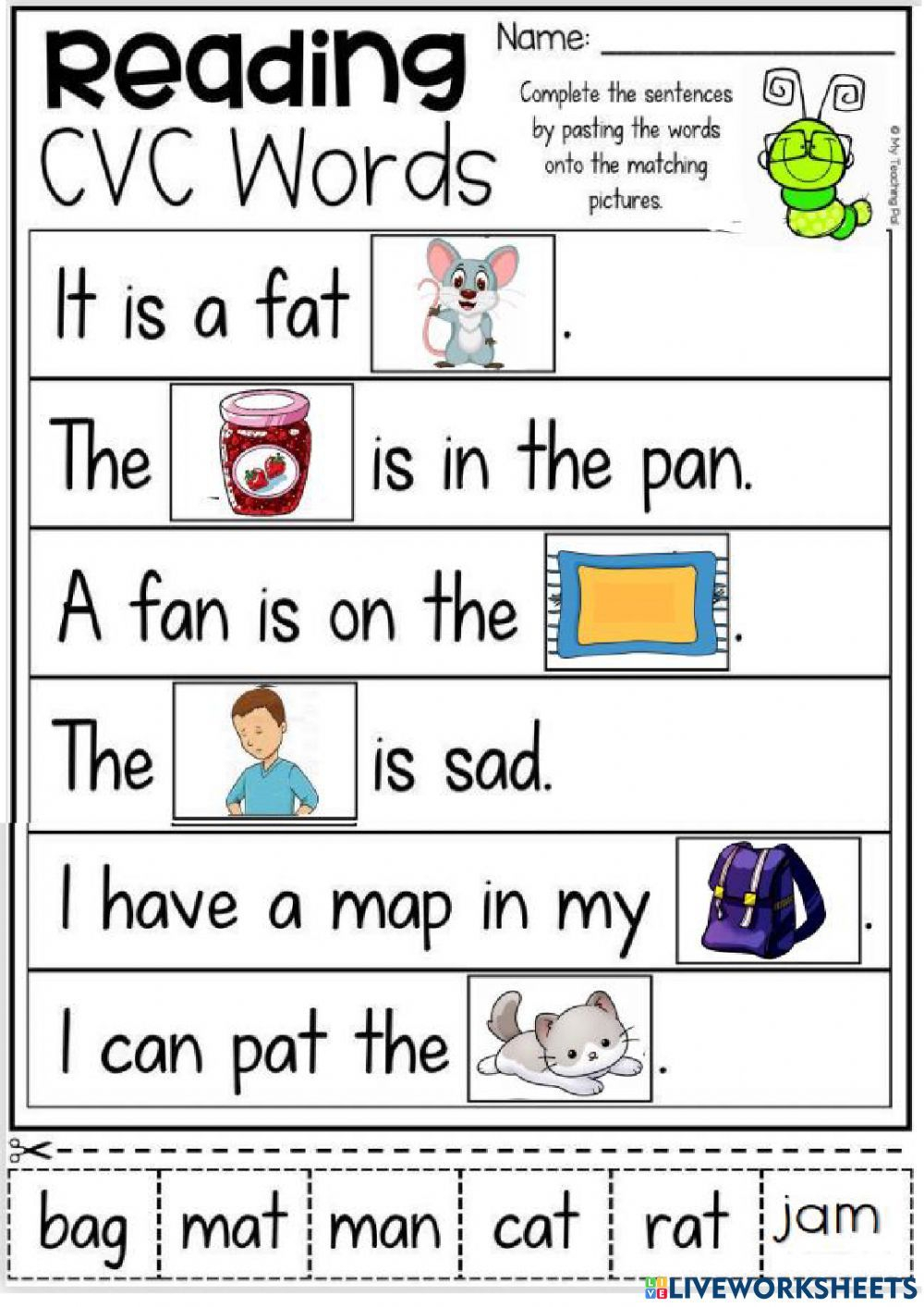 21 Cvc Worksheets Kindergarten Simple Sentences