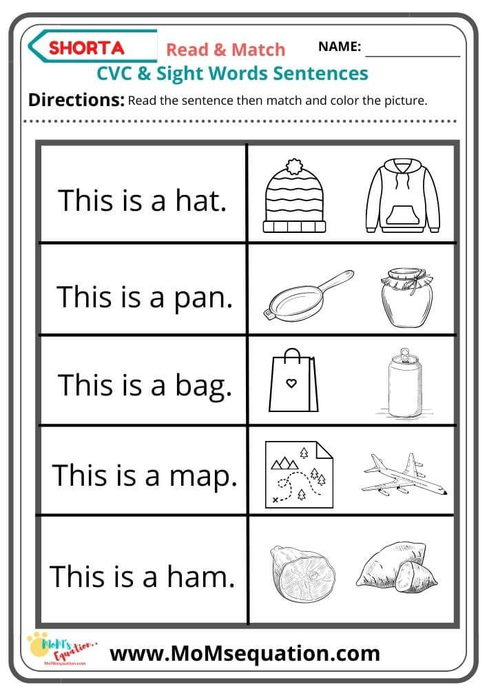 21 Cvc Worksheets Kindergarten Simple Sentences