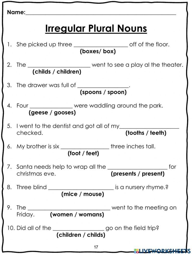21 English Singular Plural Worksheets For Grade 1