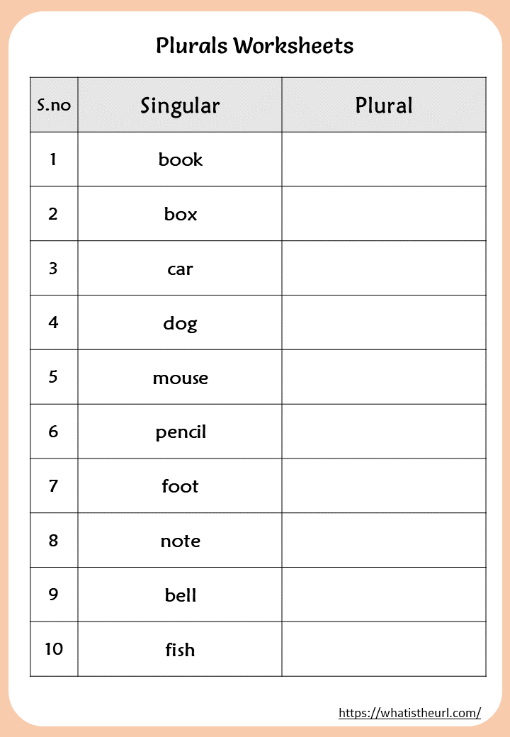 21 English Singular Plural Worksheets For Grade 1