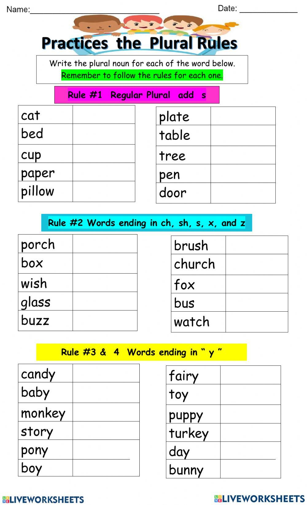 21 English Singular Plural Worksheets For Grade 1