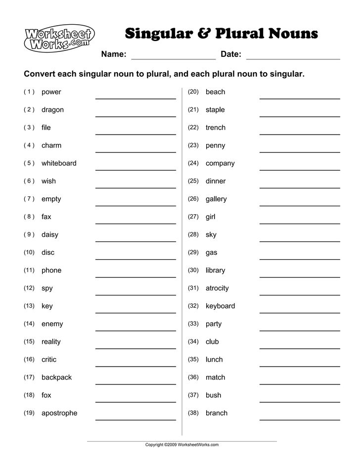 21 English Singular Plural Worksheets For Grade 1