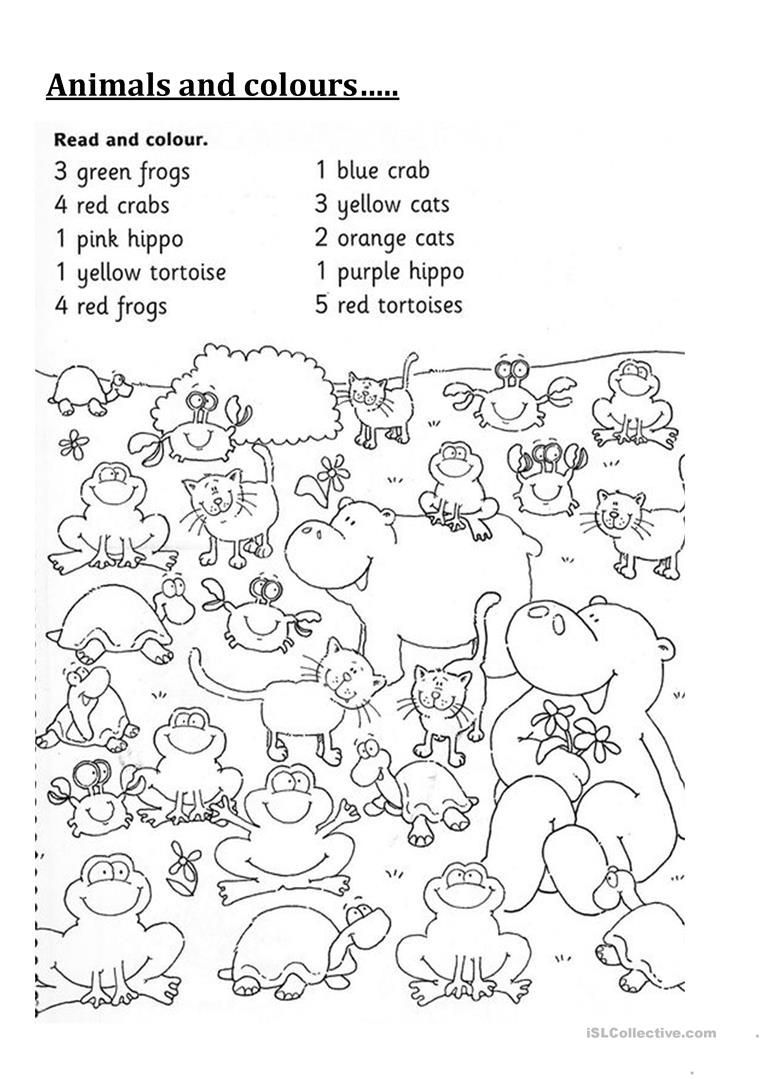 21 English Worksheets For Kindergarten Animals