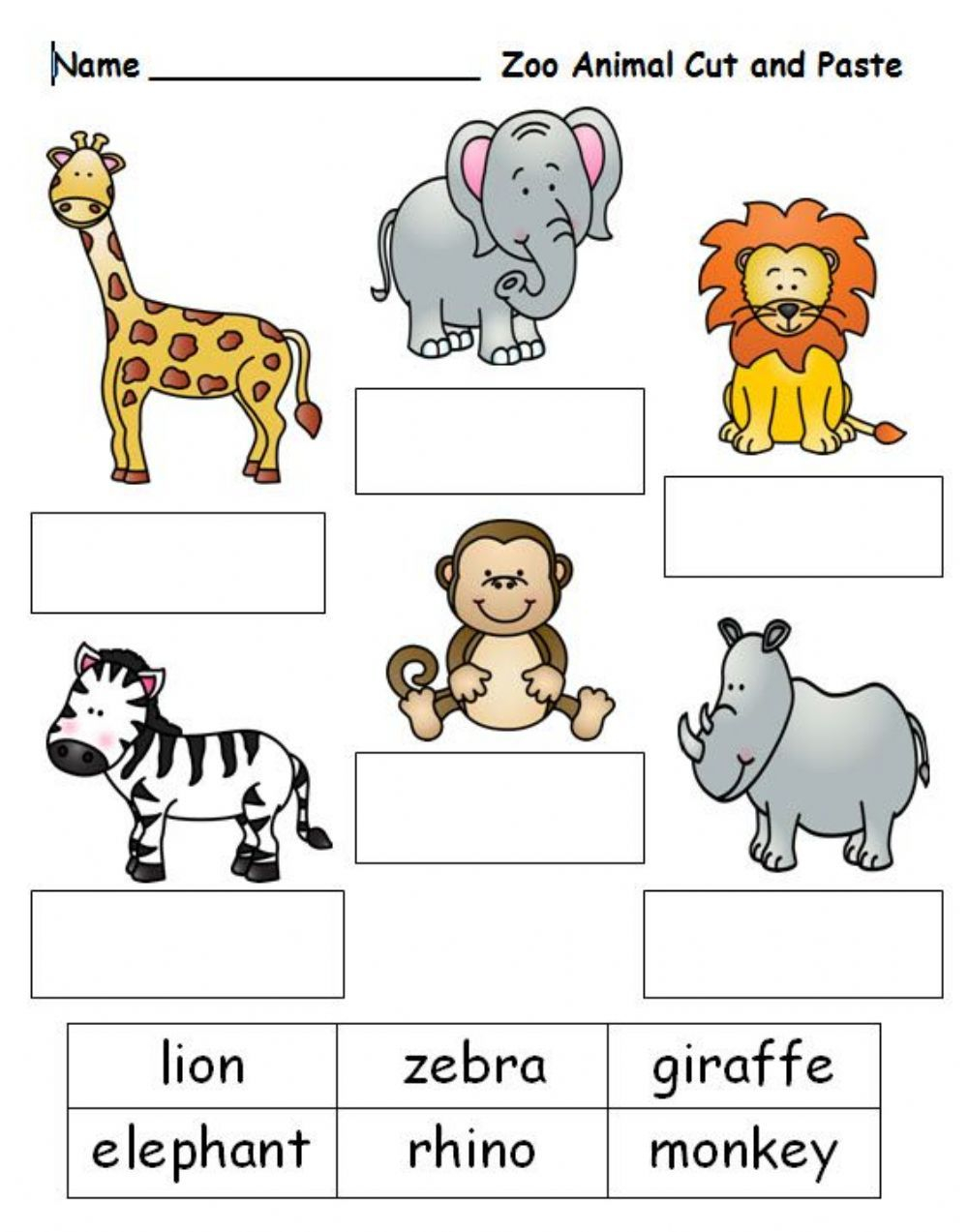 21 English Worksheets For Kindergarten Animals