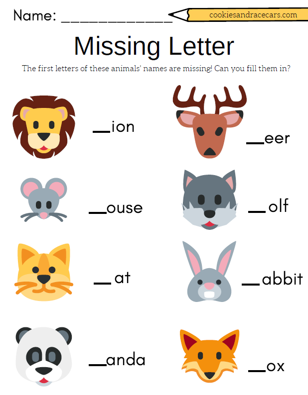 21 English Worksheets For Kindergarten Animals