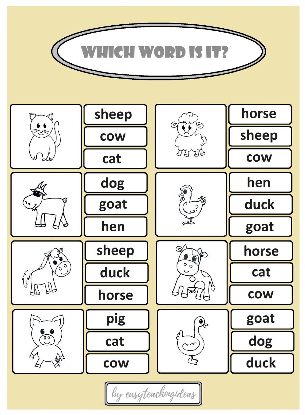 21 English Worksheets For Kindergarten Animals