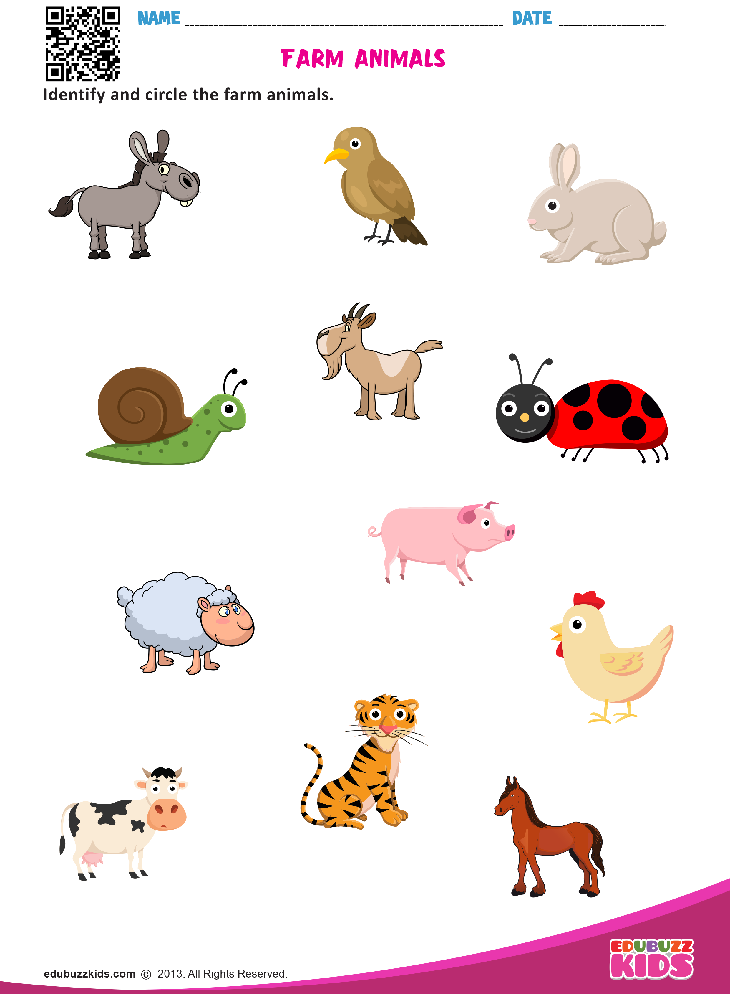 21 English Worksheets For Kindergarten Animals