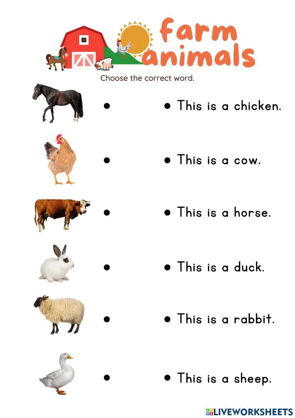 21 English Worksheets For Kindergarten Animals