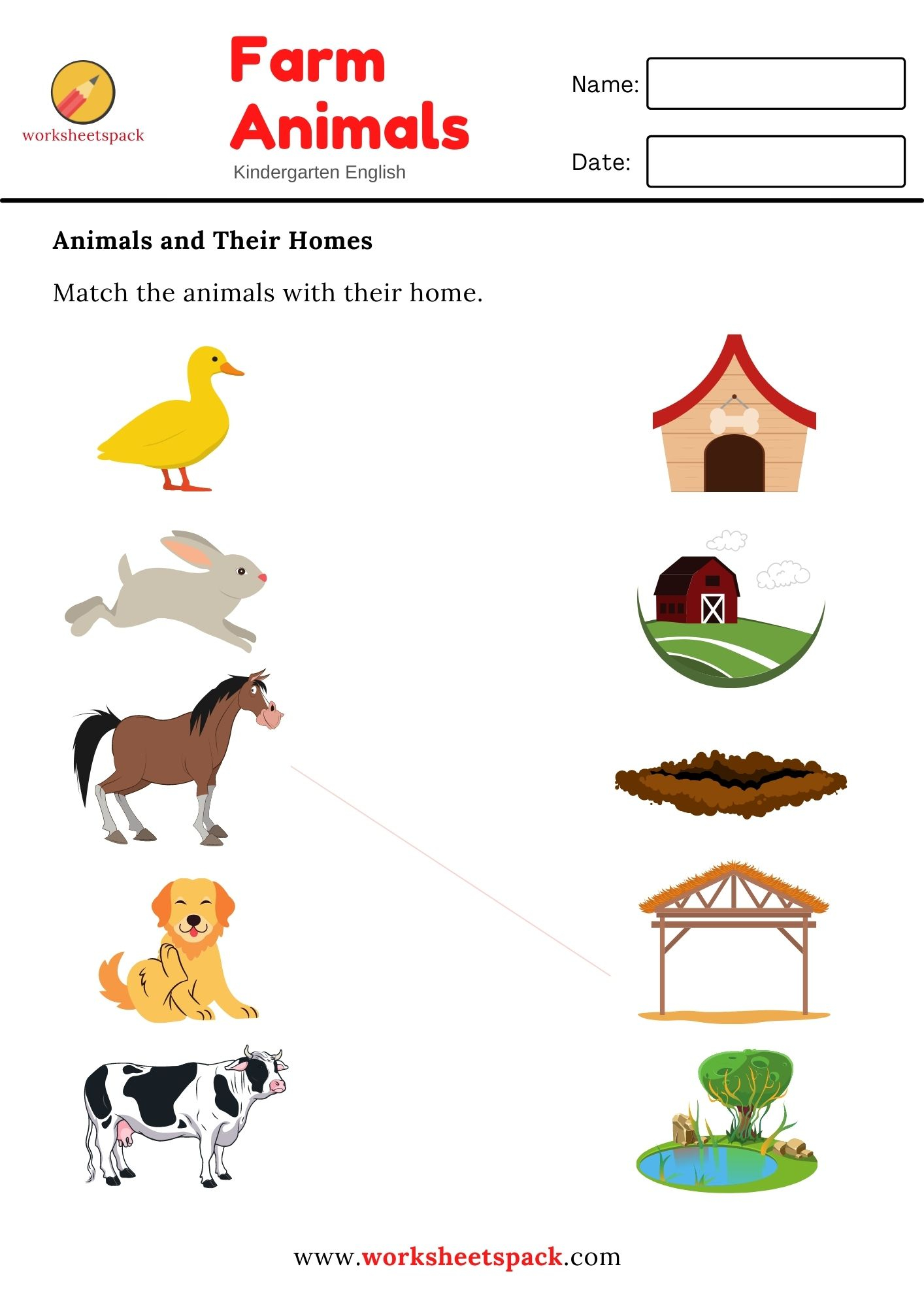 21 English Worksheets For Kindergarten Animals