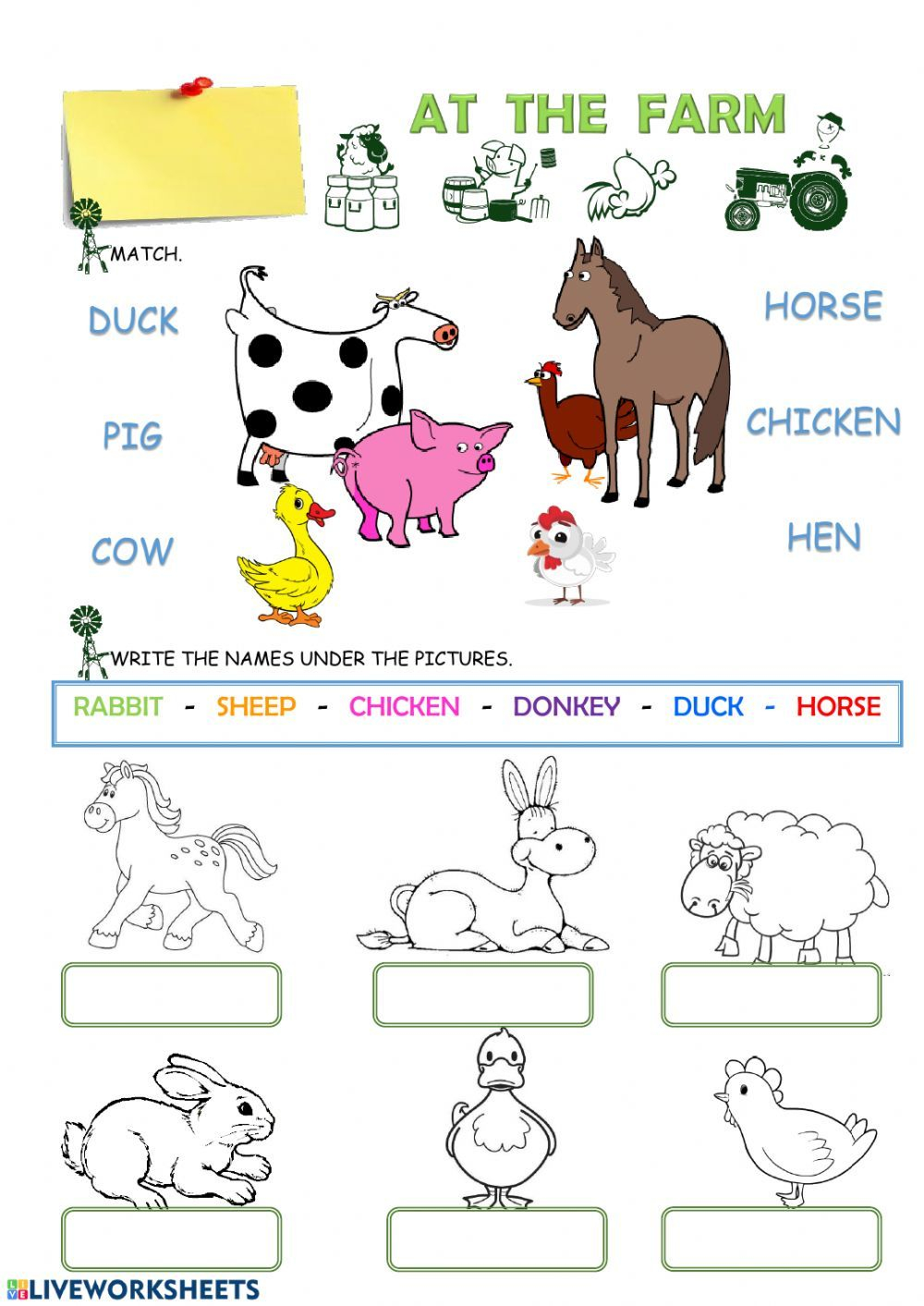 21 English Worksheets For Kindergarten Animals