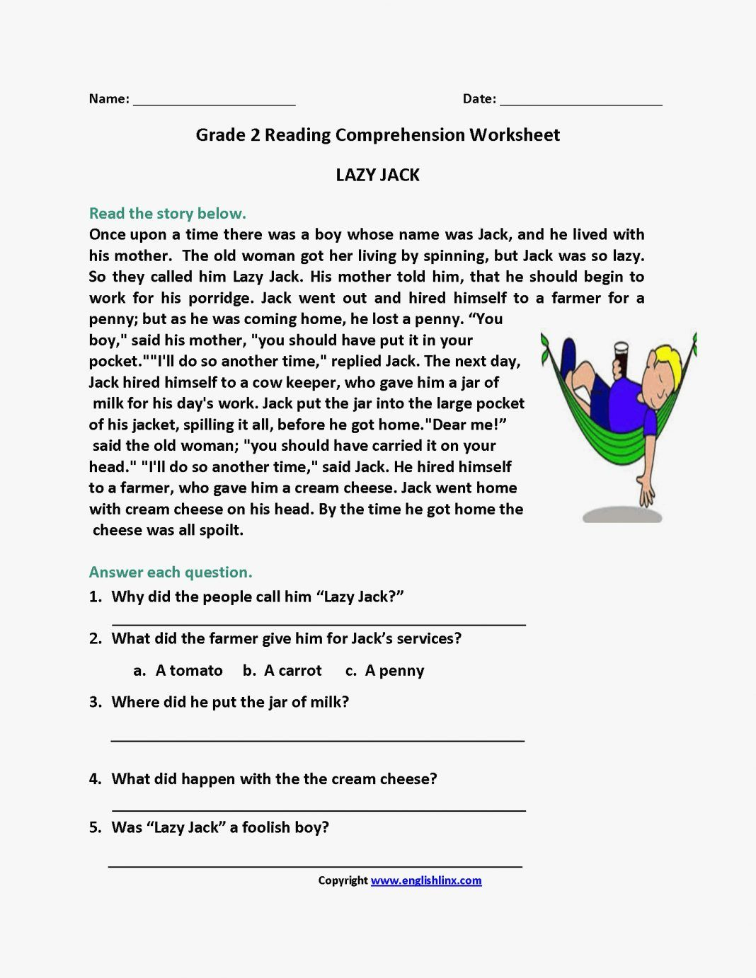 21 Free 2Nd Grade Reading Comprehension Worksheets