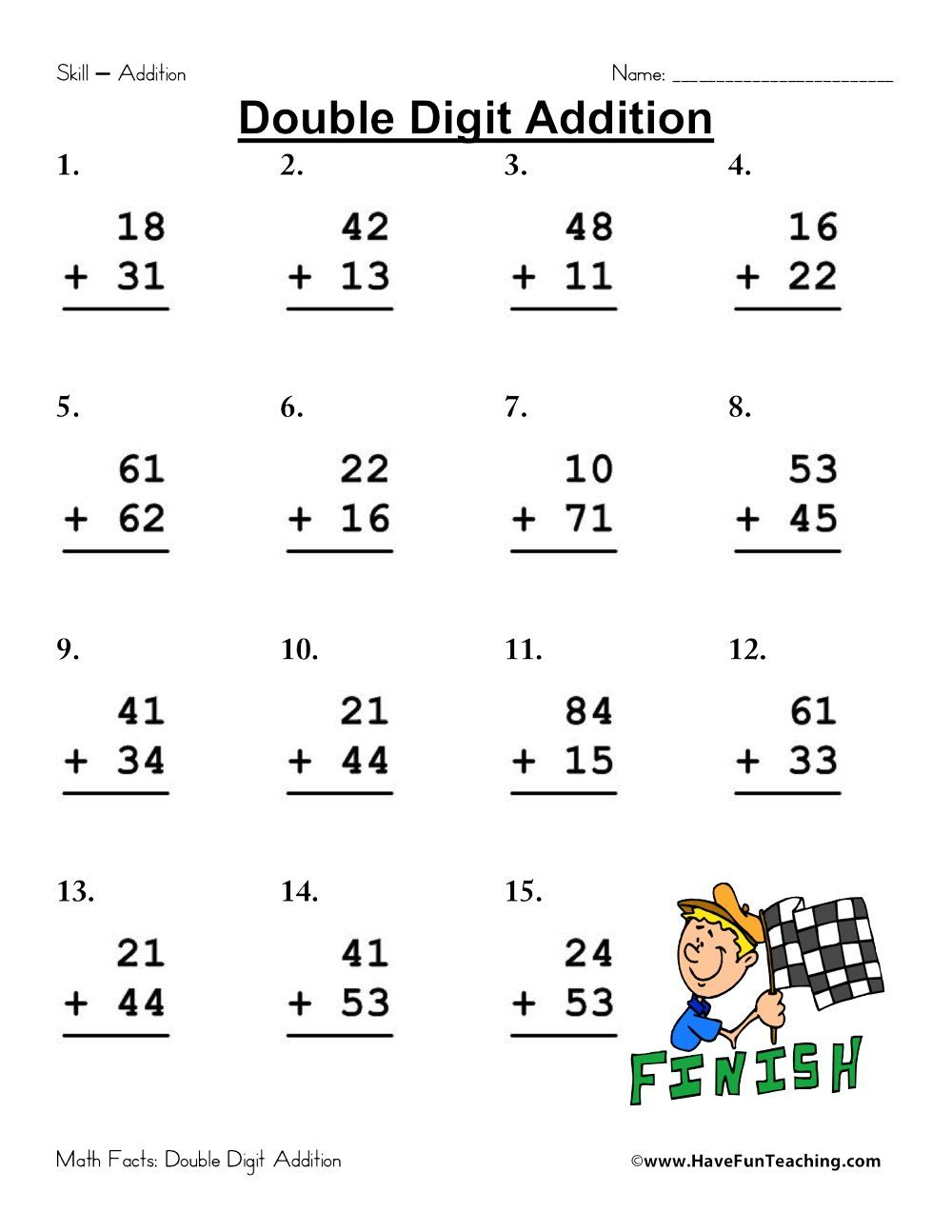 21 Free Double Digit Addition Worksheets Without Regrouping