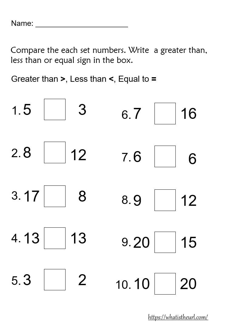 21 Greater Than Less Than Equal To Worksheets For Kindergarten