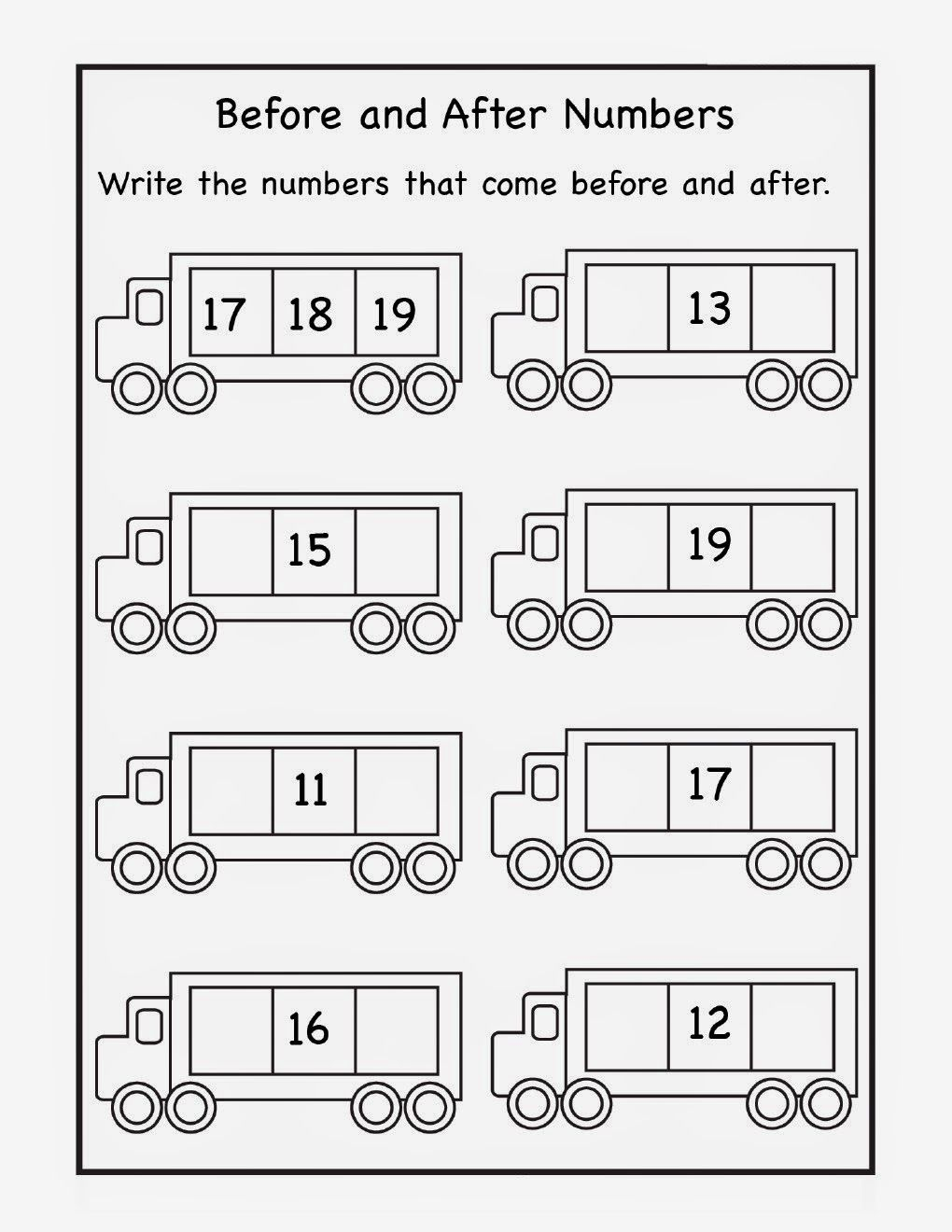 21 Preschool Math Worksheets Before And After