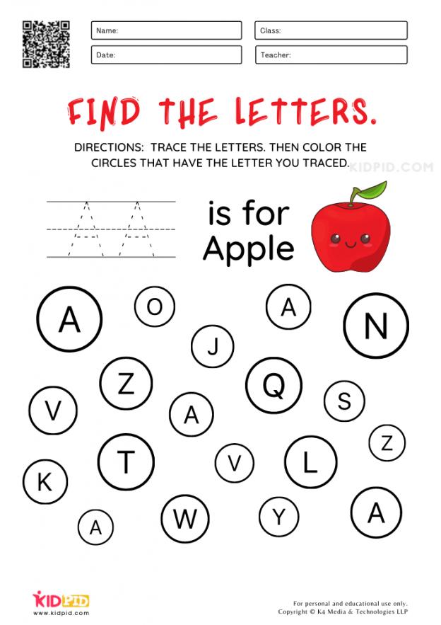 Find the letters Worksheets for Preschool Kidpid