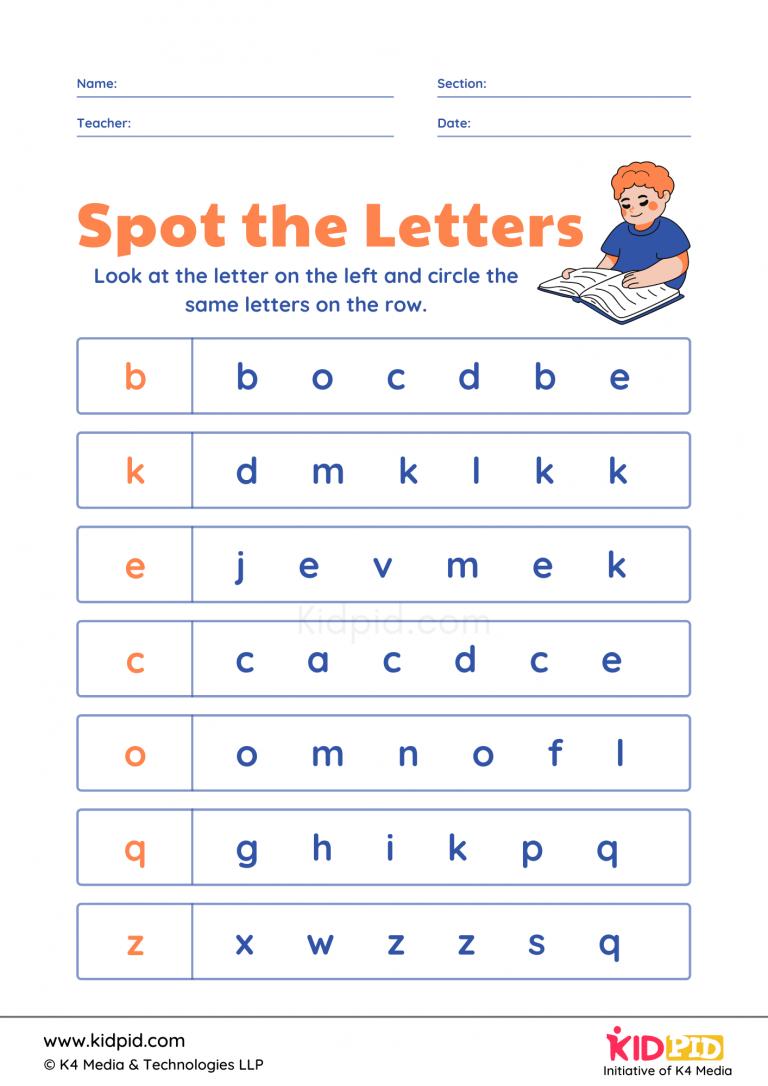 Finding Letters Printable Worksheet for Preschoolers Kidpid