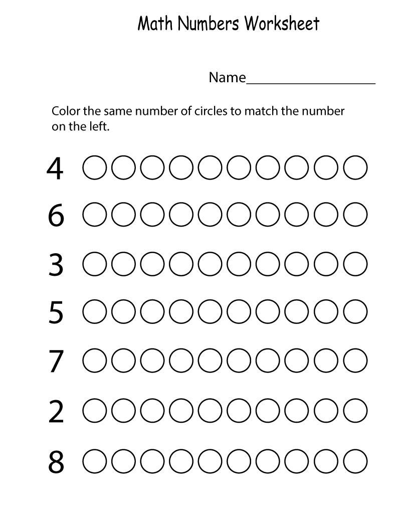 Math Pre K Worksheets