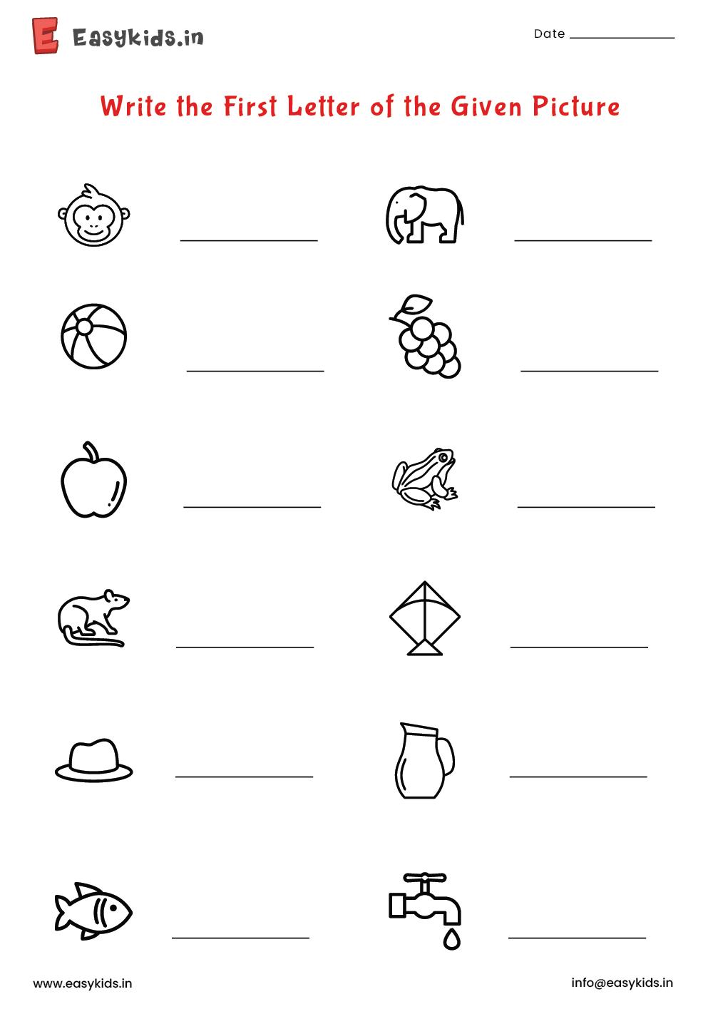 Nursery English Worksheets EasyKidsin